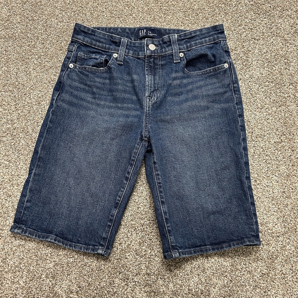 Gap Denim Bermuda Shorts Womens 6 Blue Stretch 9 Inseam 5 Pocket Summer Casual